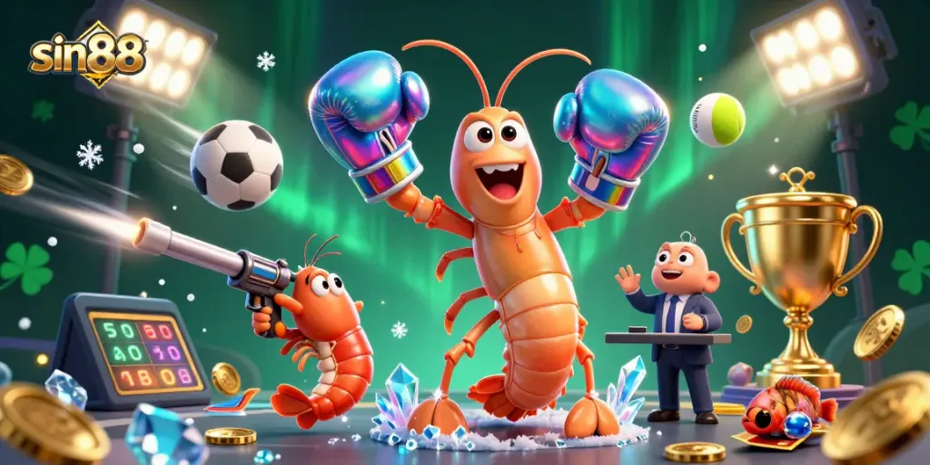 Win big with sin88 at this vibrant online casino with colorful sports elements and energetic characters.