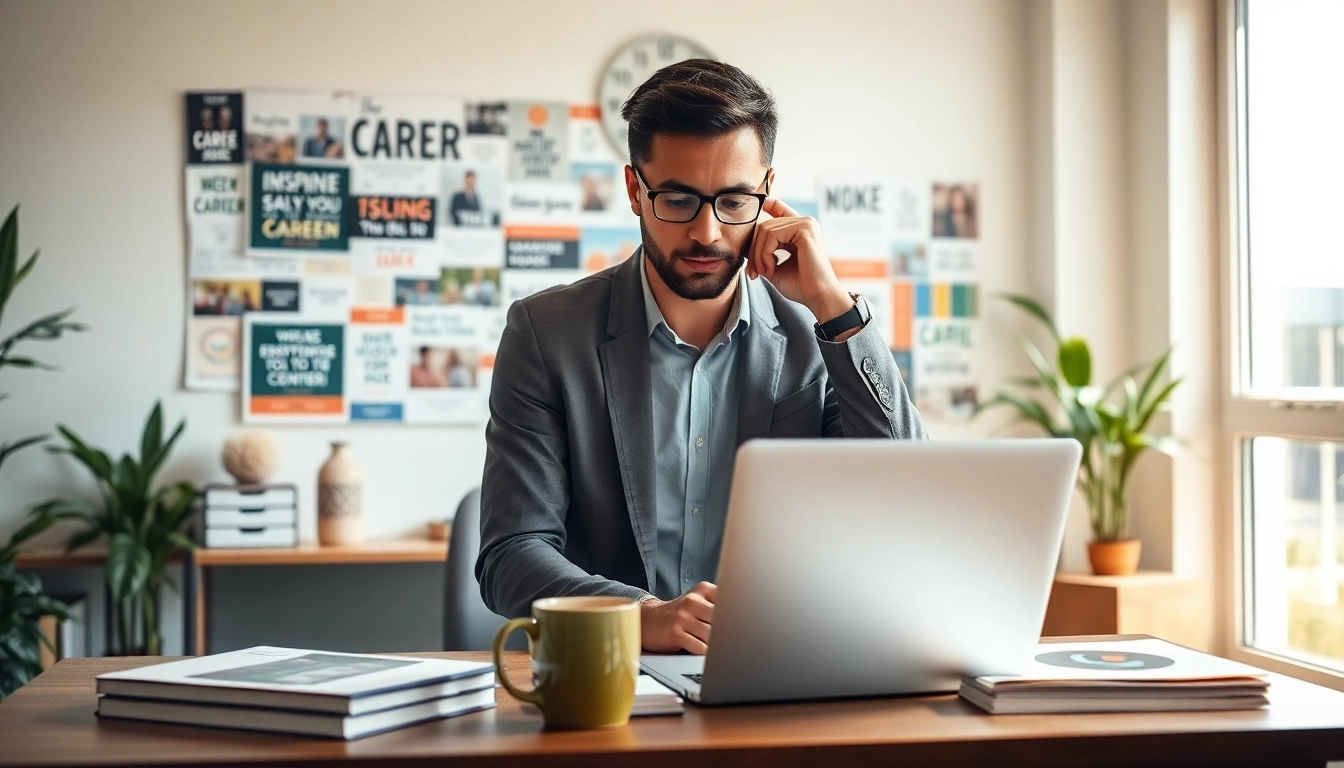 Visualize your Ideal career possibilities with a professional reflecting in an inspiring office.