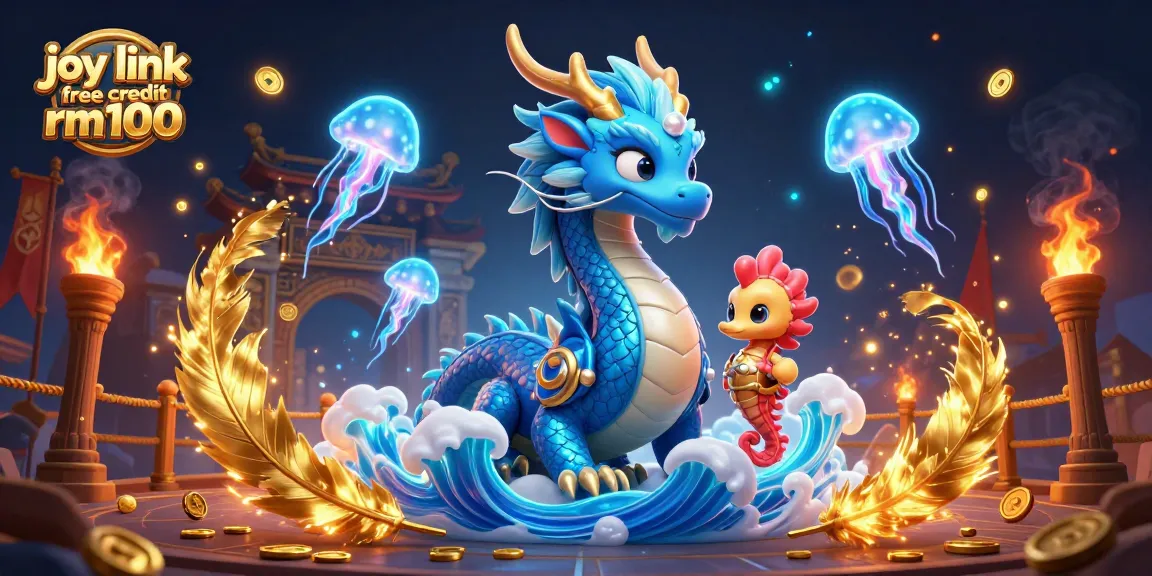 Engage with joy link free credit rm100 in a vibrant casino scene featuring a dragon, seahorse knight, and jellyfish.