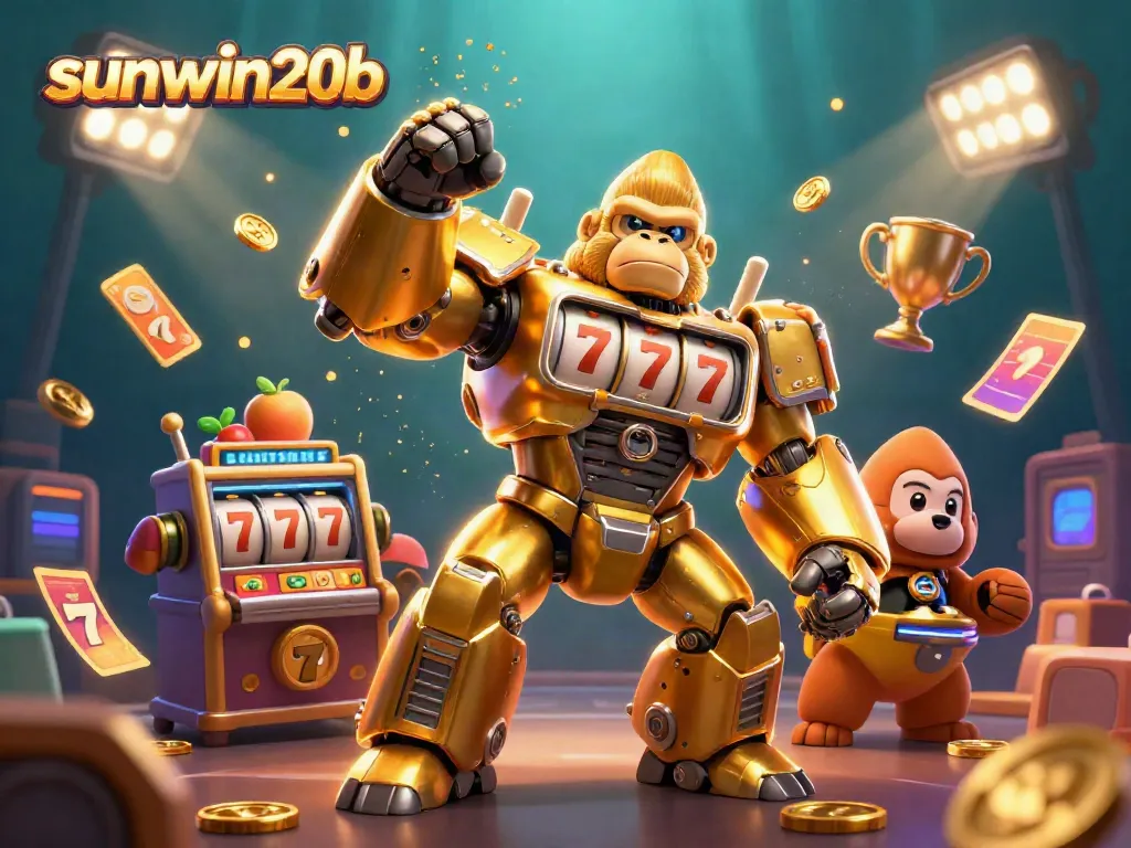 Experience the excitement of sunwin20b with interactive slot mechanics featuring a golden mech and dynamic gaming elements.