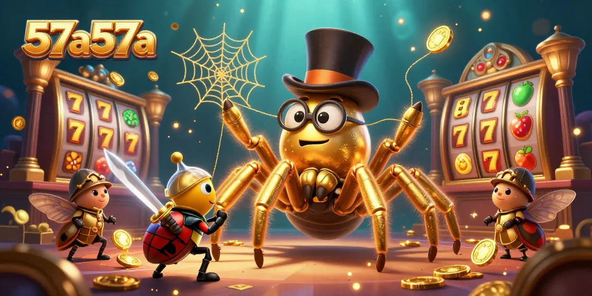Engage in captivating slots action at 57a57a with a golden tarantula weaving jackpots and excitement.