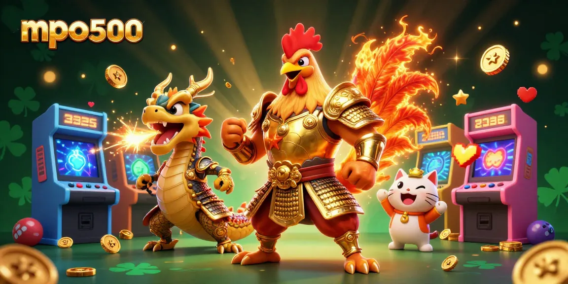 Engage with mpo500 action: Play and win on a vibrant 3D gaming scene featuring unique characters
