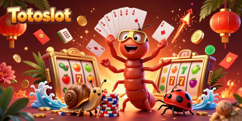 Totoslot mengatasi jackpot dengan dealer milipede kartun 3D dan simbol permainan yang memikat.