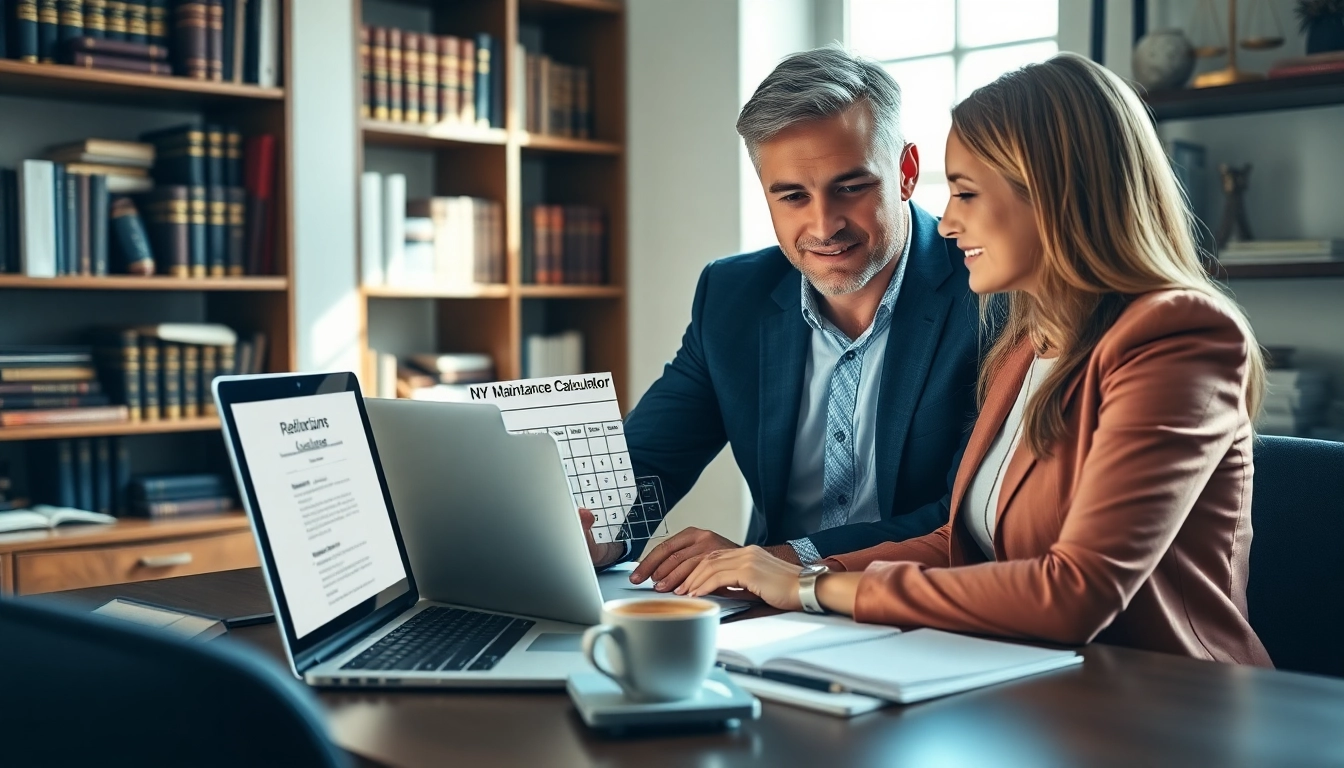 Using the NY maintenance calculator, a couple reviews their financial plans in a cozy setting.