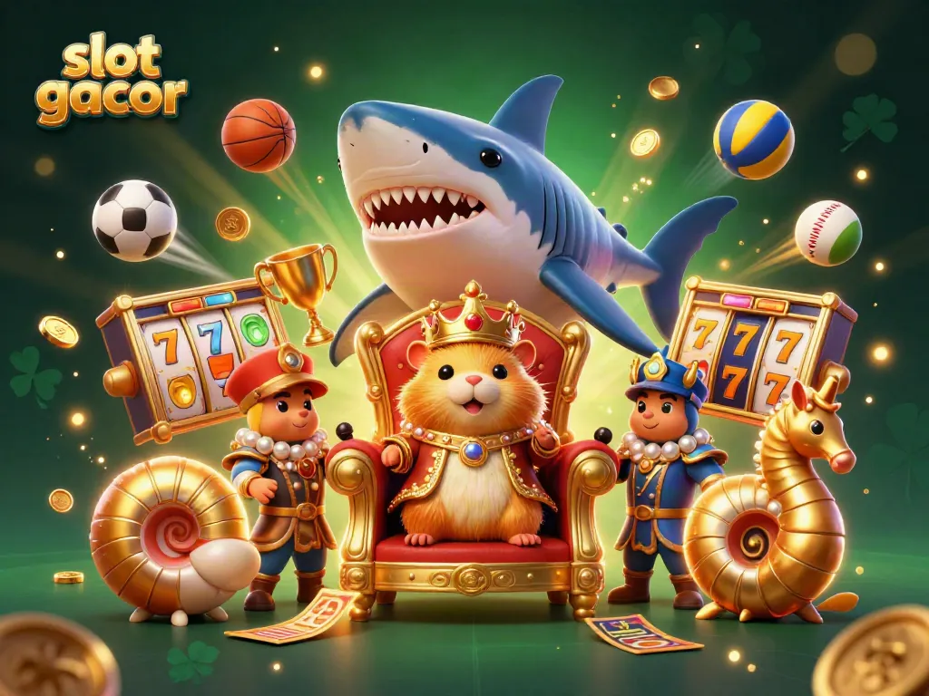 Experience thrilling slot gacor gameplay with vibrant characters and dynamic casino elements in this illustration.