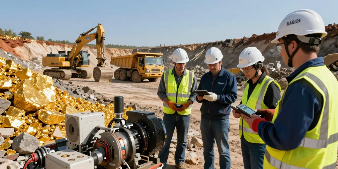 NAGA2000 industrial equipment inspected by professionals at a gold mining site.