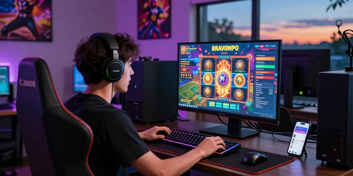 Player enjoying situs gacor slot gaming on a vibrant screen with gaming gear.