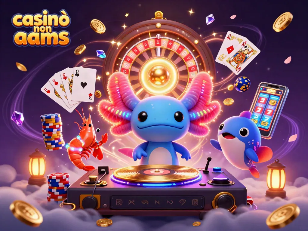 Gioca nei casinò non AAMS con una colorata scena di divertimento e vincite scintillanti.