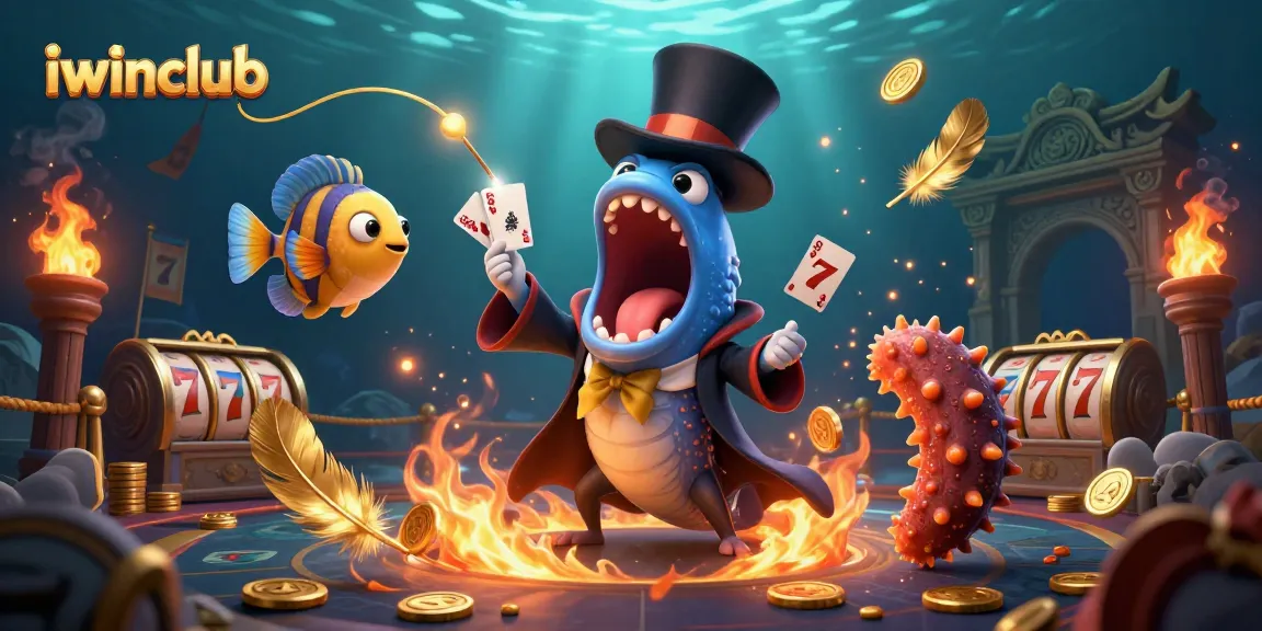 Engage with magic and excitement in the iwinclub undersea casino scene featuring card tricks and lucky symbols.