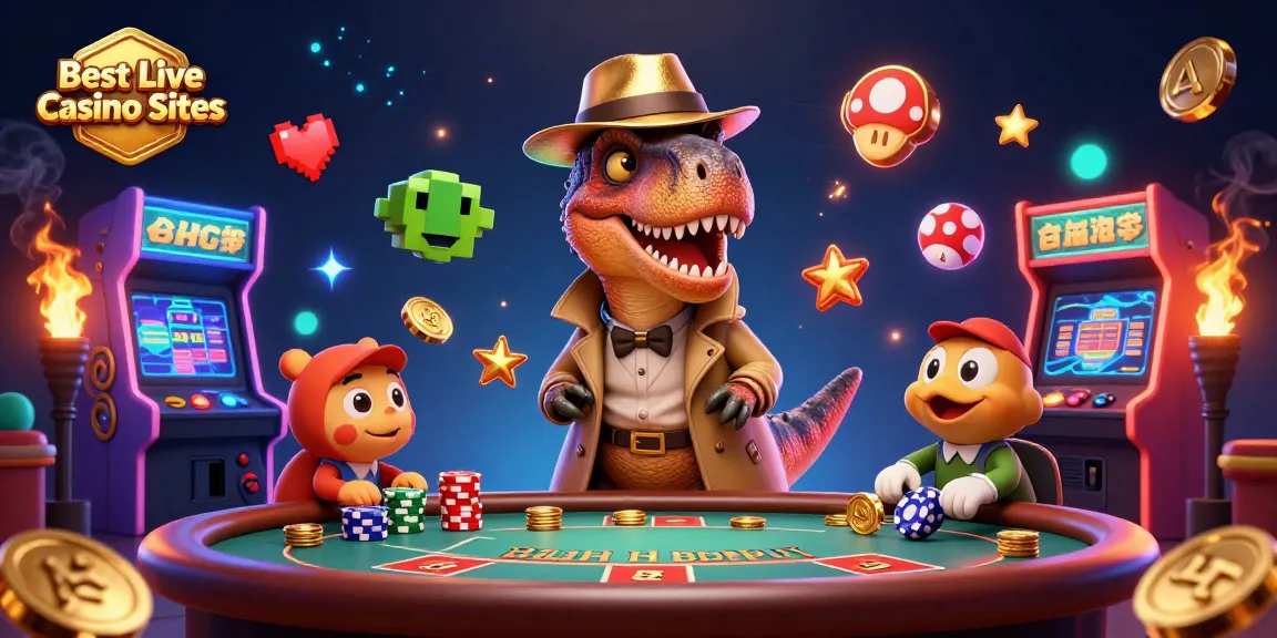 Engage at the Best Live Casino Sites featuring animated characters and casino elements.