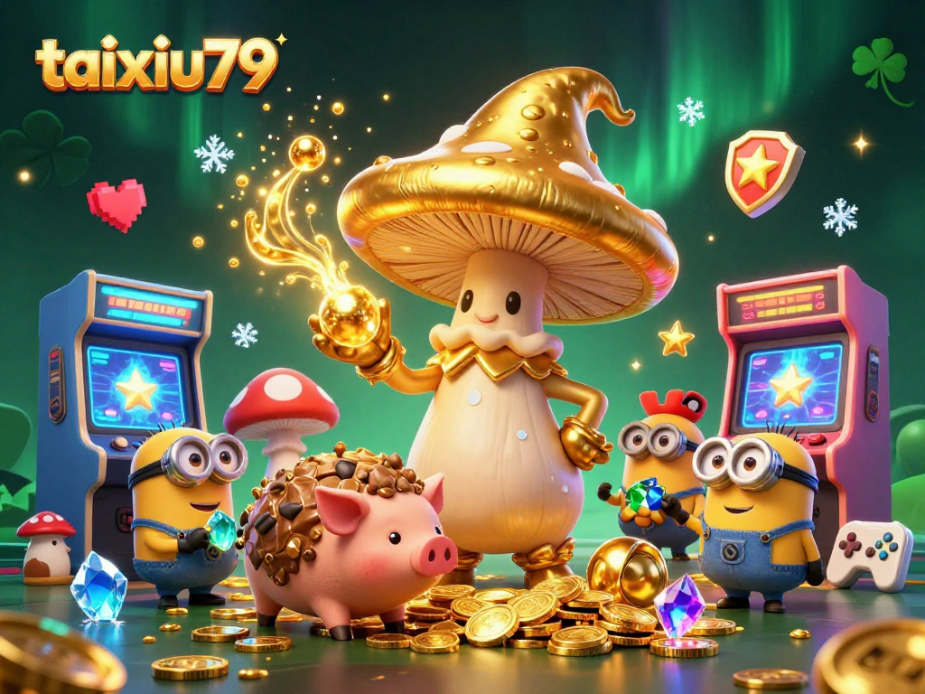 Experience the magical treasure hunt with taixiu79 in this lively casino-themed digital illustration.