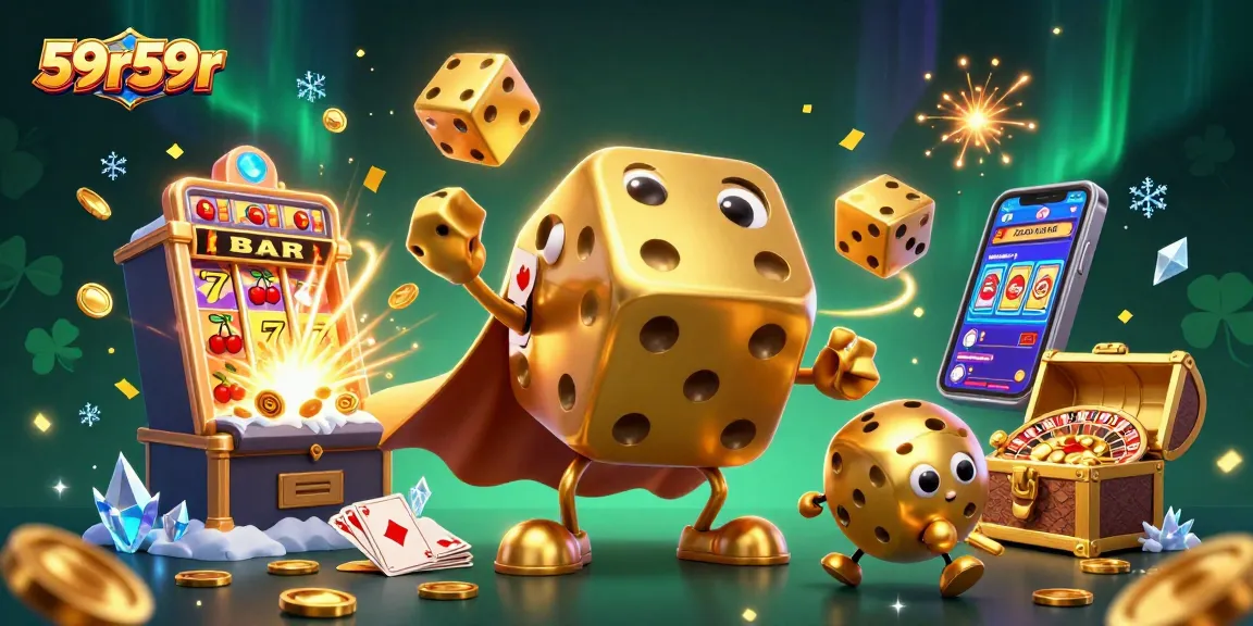 Experience thrilling gameplay with 59r59r in this vibrant 3D casino illustration featuring dynamic characters and exciting game elements.