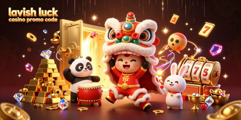 Claim big wins with lavish luck casino promo code using gold coins in a festive casino scene.