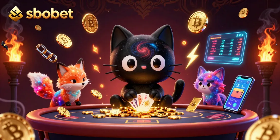 Engage with sbobet's cosmic casino experience featuring a black hole cat and nebula fox.