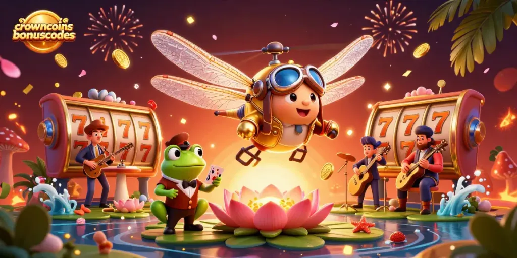 Engage with crowncoinsbonuscodes for enjoyable gameplay at a vibrant lily pad casino.