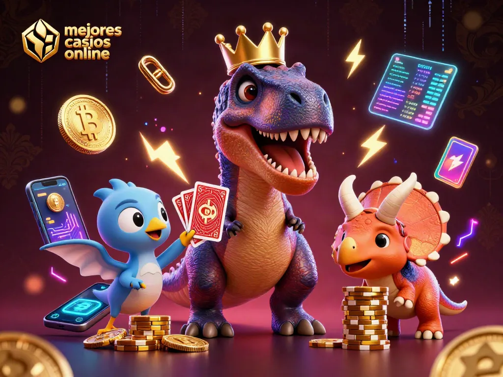 Disfruta de los mejores casinos online mientras juegas con dinosaurios animados y criptomonedas.