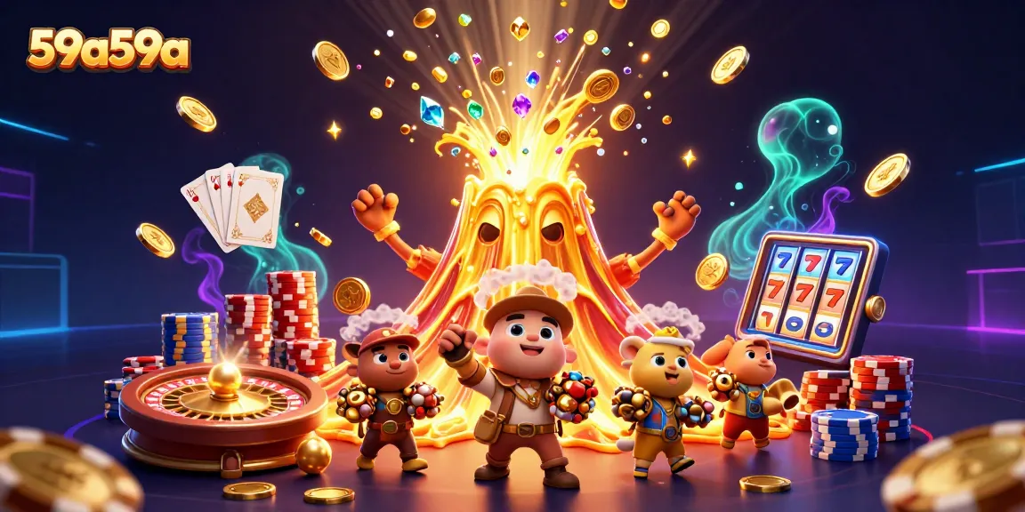Experience big wins with 59a59a's explosive casino adventure featuring a golden lava volcano