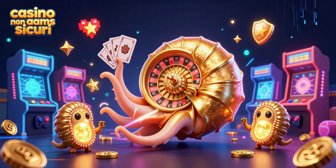 Gioca nei casino non AAMS sicuri con un nautilus gigante e macchine arcade colorate.