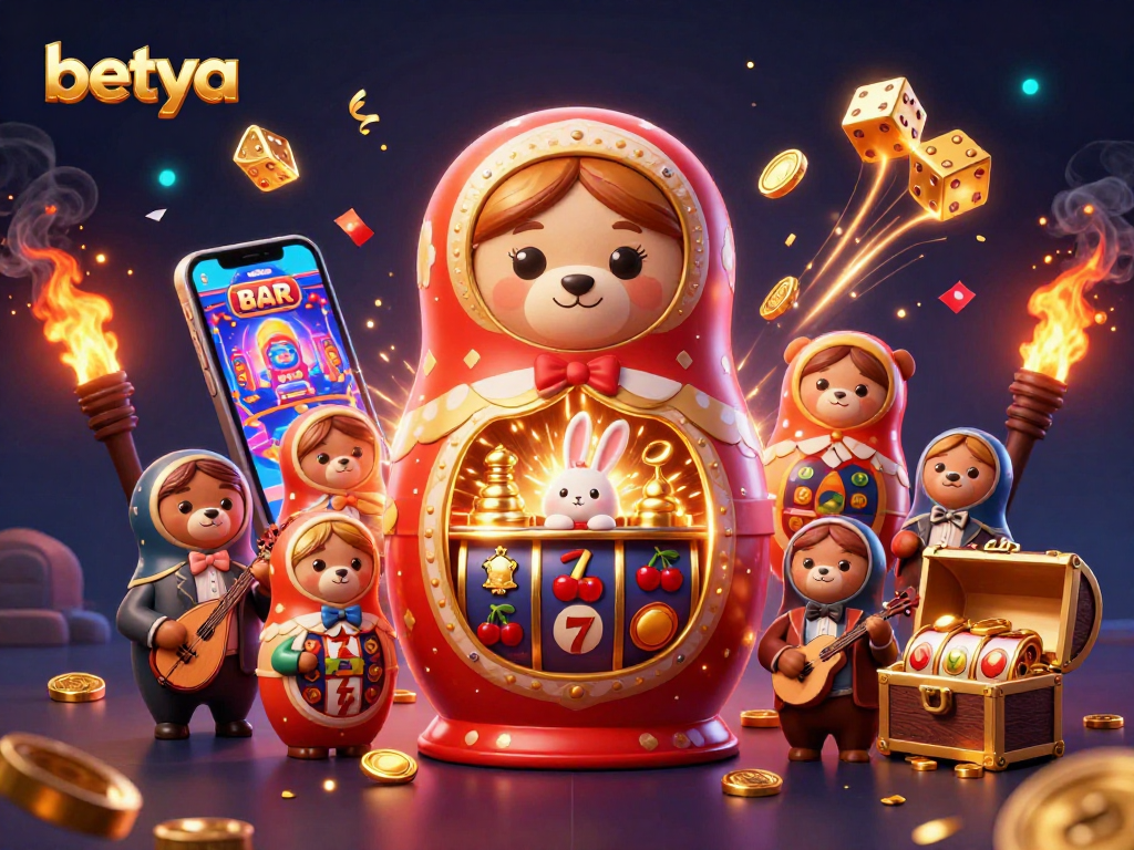 Betya slot adventure featuring Matryoshka bears and lively casino elements for dynamic gameplay.