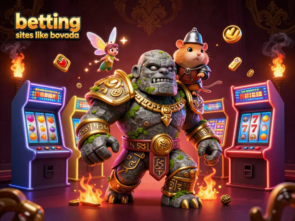 Experience thrilling action at betting sites like bovada with this vibrant casino scene showcasing slots and dynamic game elements.