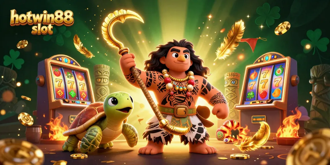 Engage with the hotwin88 slot experience featuring a demigod and vibrant casino elements.