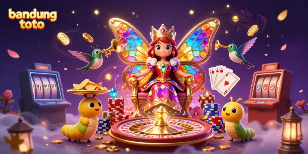 Experience vibrant gaming with the bandung toto casino scene featuring a butterfly queen and rich gambling elements.