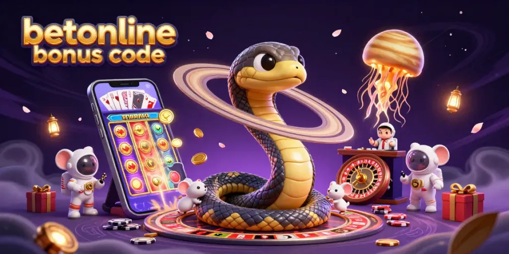 Engage with exciting bets using the betonline bonus code in a vibrant cosmic casino scene.