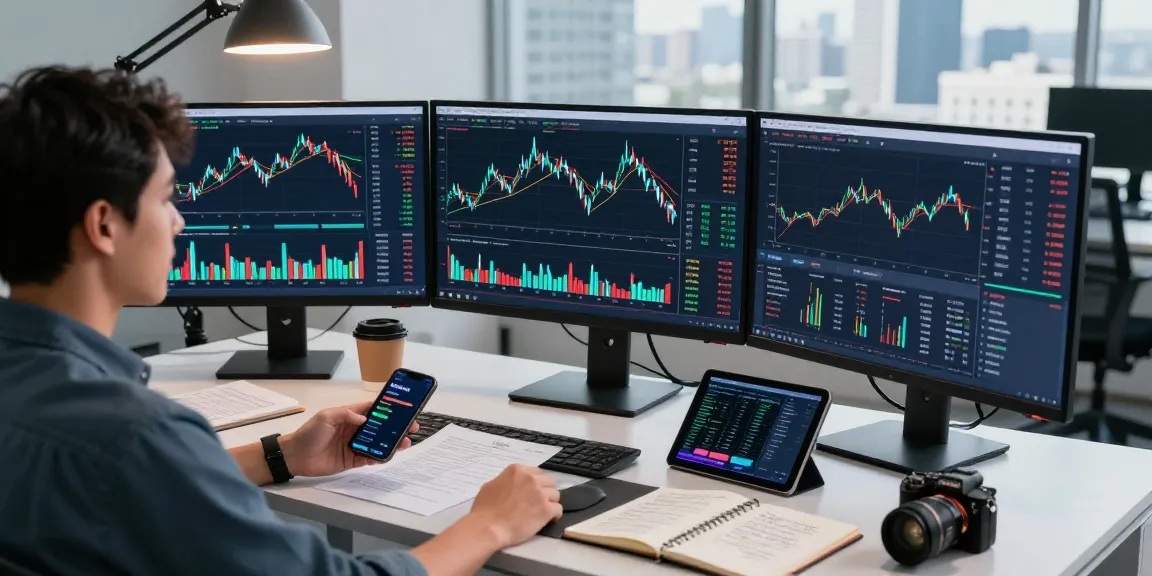AiCoin用户在现代交易工作区分析市场数据，实时K线图与交易量。