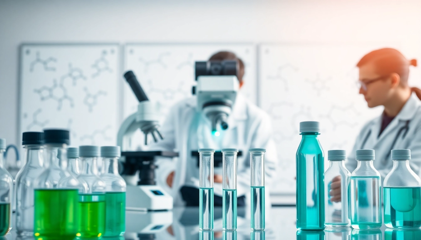 Visualize amc peptide research with scientists analyzing peptide interactions in a modern lab.