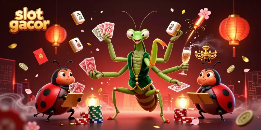 Experience thrilling gameplay with slot gacor featuring vibrant characters and dynamic elements in a colorful casino scene.