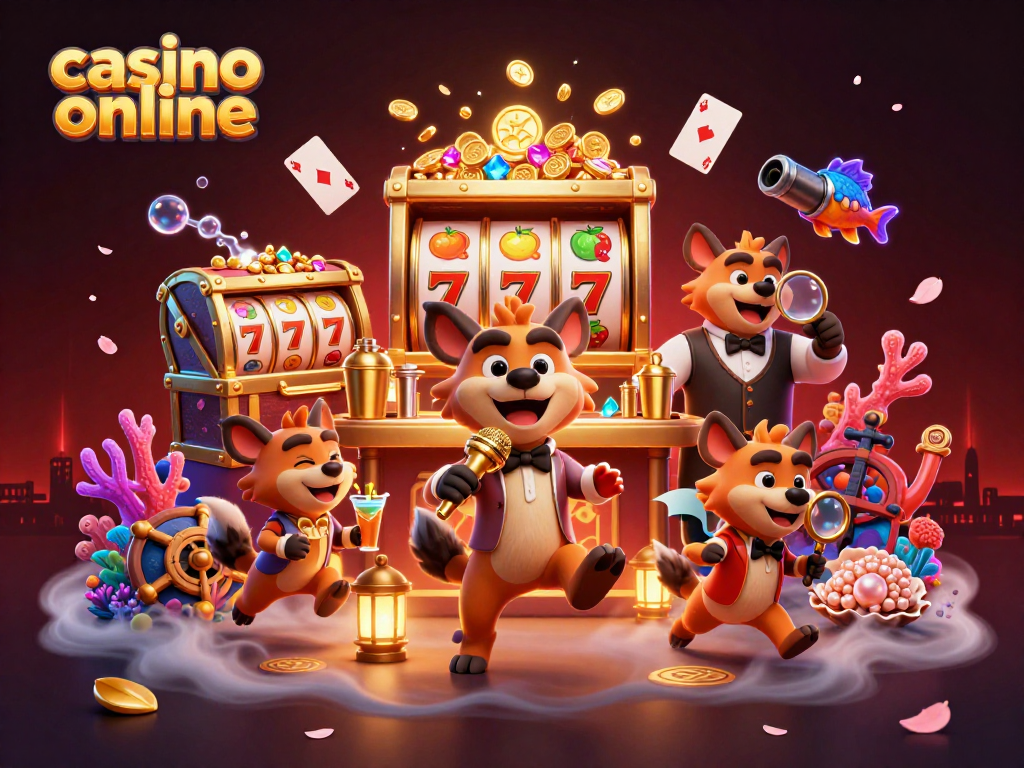 Experience laughter and thrills at casino online with cartoon hyenas in a festive gambling scene.