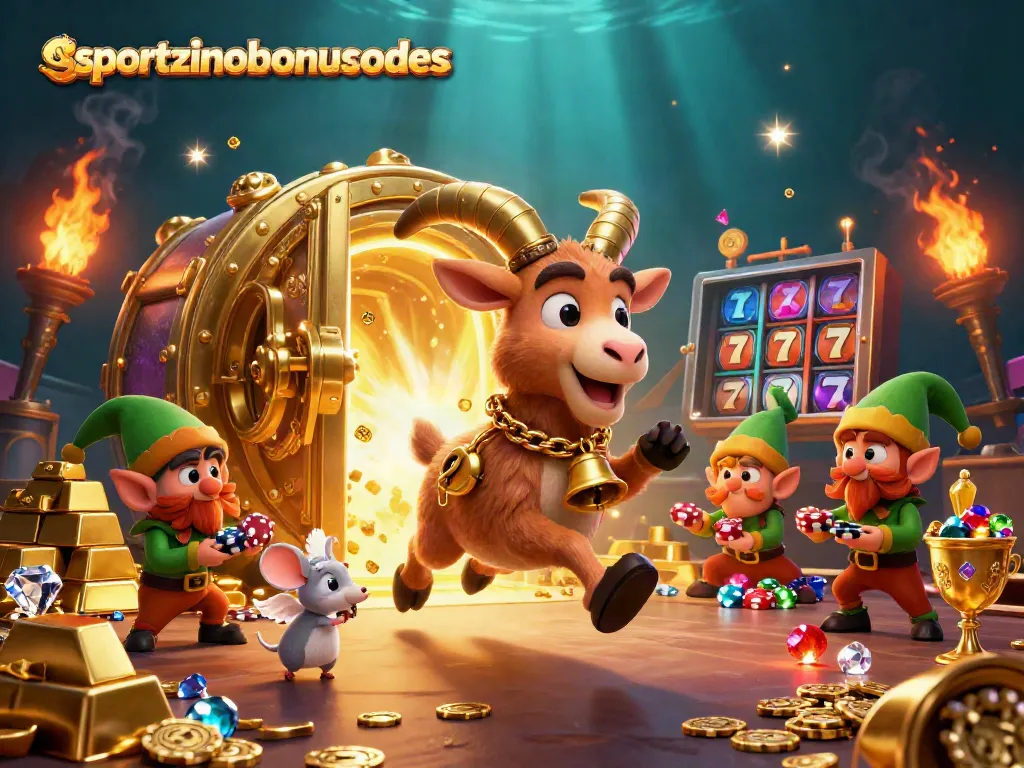 Win big at sportzinobonuscodes with a vibrant casino scene featuring Krampus and cheeky elves.