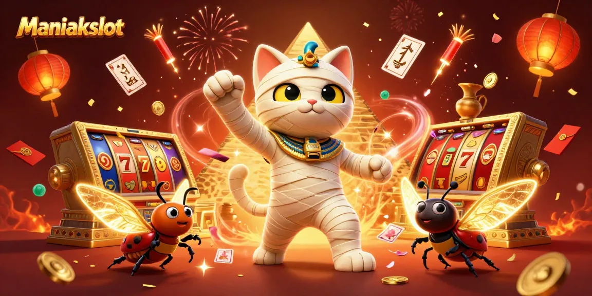 Experience the thrills of Maniakslot with a vibrant casino scene filled with dynamic gaming elements.