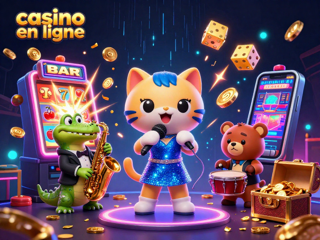 Jouez à un casino en ligne avec la musique d'un chat chanteur et des jeux dynamiques.