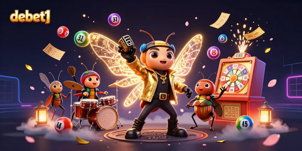 Engage with debet1's exciting lottery scene featuring dynamic characters and colorful game elements.