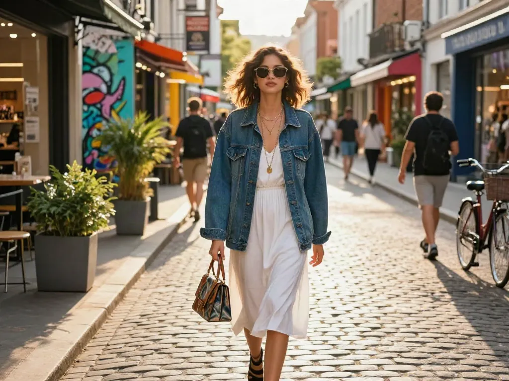 Fashionisk .com street style scene with a trendy woman in an urban setting