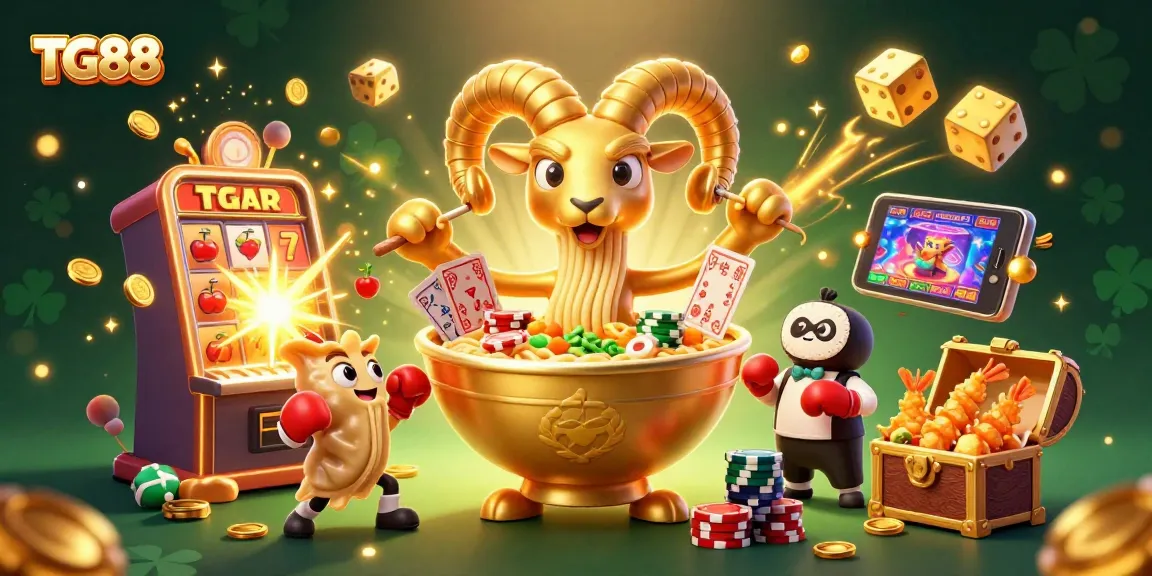 Join the excitement at TG88 as vibrant characters engage in thrilling slot action amid a jackpot explosion.