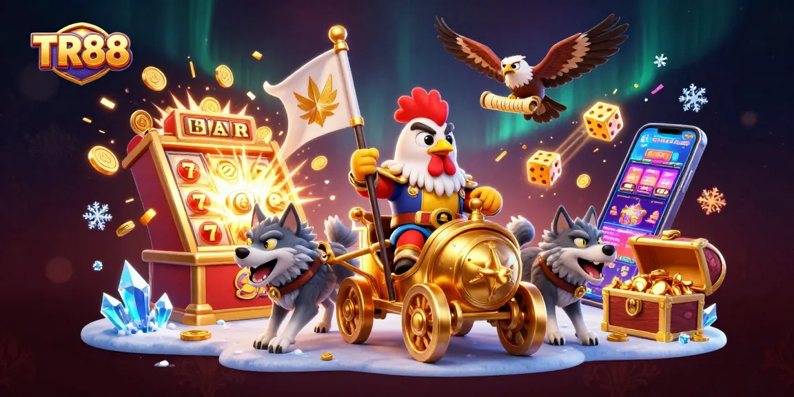 Engage with TR88's energetic casino world featuring stunning slot machines and vibrant gaming elements.