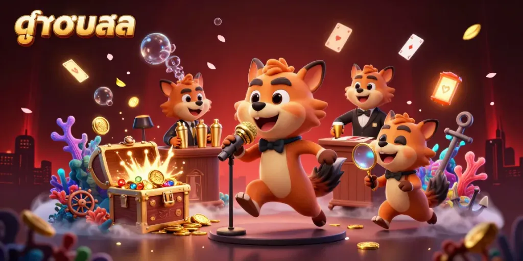 Experience thrilling live sports action with ดูบอลสด featuring dynamic casino-themed hyena characters.