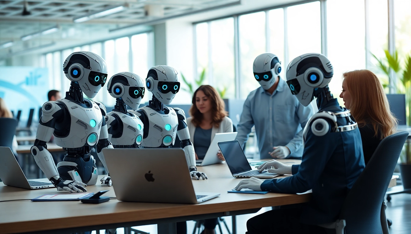 Engaging AI Bots turning ideas into reality in a vibrant workspace setting.